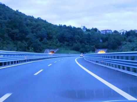 A 15 Motorway north of Pontremoli: Morana tunnel southern portals from Pilaca viaduct