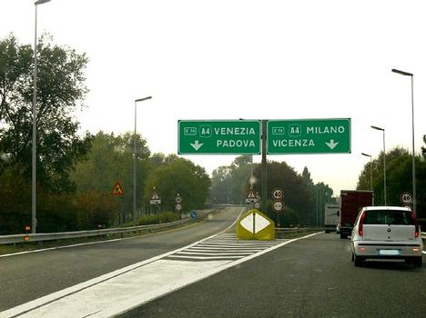 A31 motorway actual end on A4 motorway, near Vicenza