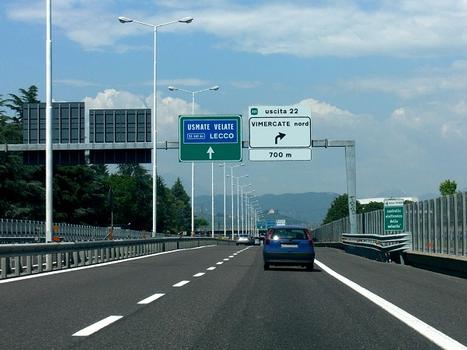 A51 motorway at Vimercate Nord (n°22) exit