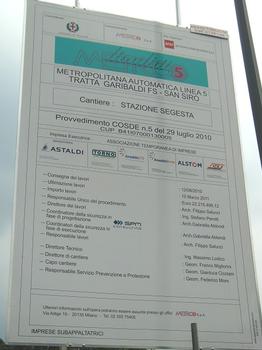 Segesta Metro Station, information board on site