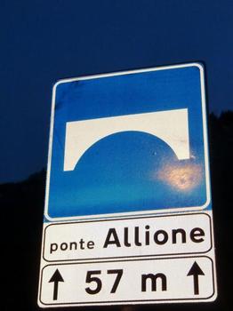 Allione Bridge, road sign