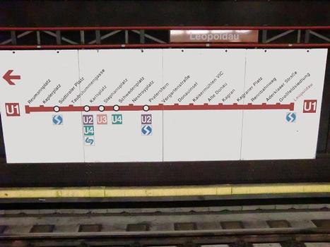 Vienna Metro Line U 1, sinoptic map in Leopoldau station