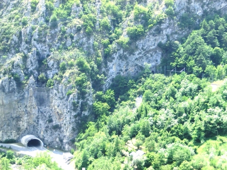 Saorge North Tunnel (on the left) and Four à Plâtre Tunnel northern portals