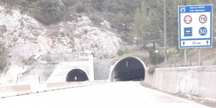 Frejus Tunnel first (on the right) and second tube, french side