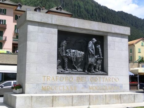 Airolo Station, memorial to the lives lost during the construction of the Gotthard Tunnel