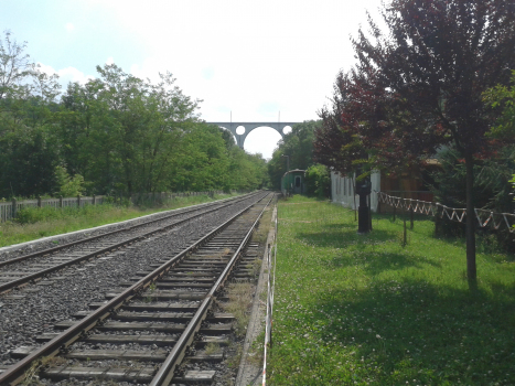 Malnate Olona Station and, in the background, Olona Viaduct