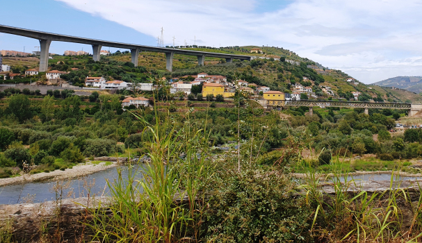 Miguel Torga Bridge (on the left) and Corgo rail bridge