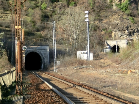 Balme Tunnel (eastbound, on the left) and Gravere Tunnel (westbound) western portals