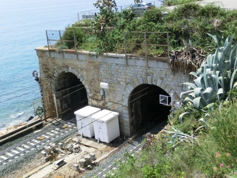 Bordighera South (on the left) and North Tunnel eastern portals