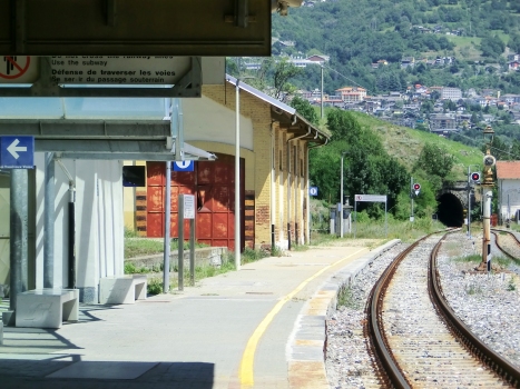 Cretaz Tunnel western portal from Châtillon-Saint-Vincent Station