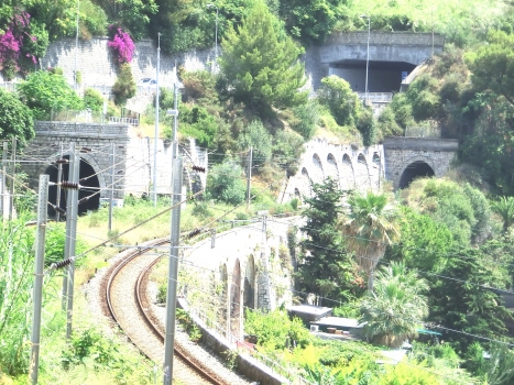 Dogana North Tunnel (on the left) and Dogana South Tunnel western portals. Above, Dogana road Tunnel western portal
