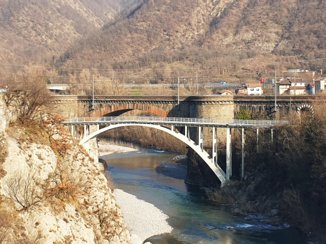 Prarolo Railway and Road Bridge across Scrivia torrent