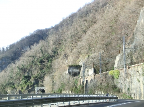 First Maccagno Inferiore Tunnel (on the left) and Rizzolo railway Tunnel southern portals