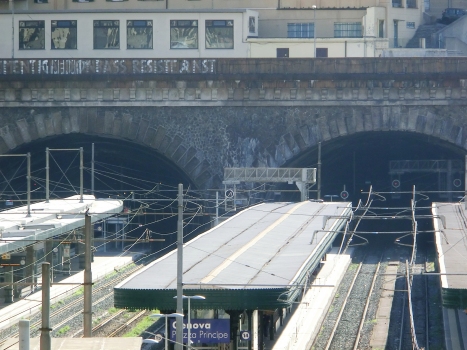 Traversata Nuova Tunnel (on the left) and Traversata Vecchia Tunnel western portals