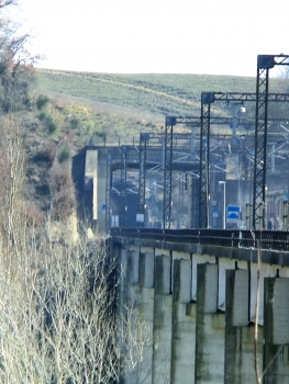 Ascione Viaduct, Ascione Tunnel and, in the back, Bucallino Tunnel western portal