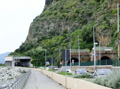 (from left to right) SS1 Sant'Anna Tunnel, Sant'Anna West (even track) Tunnel and Sant'Anna East (odd track) Tunnel southern portals