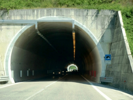 La Timpa Tunnel and, in the back, Valle dei Salici Tunnel western portals