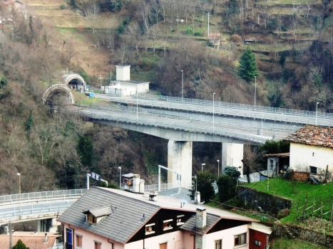 Pioverna Viaduct and, on the left, Lezzeno Tunnel southern portals