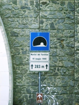 Martiri del Turchino 19 Maggio 1944 Tunnel northern portal road sign