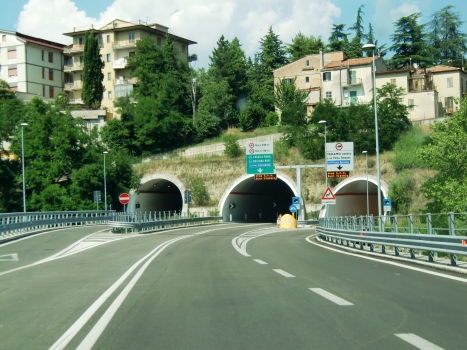 Costantini Tunnels : From left to right: Costantini 1, Costantini and Costantini 3 Tunnel western portals