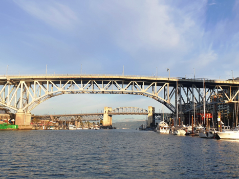 Granville Street Bridge and, on the backyard, Burrard Bridge