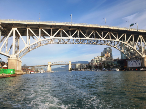 Granville Street Bridge and, on the backyard, Burrard Bridge