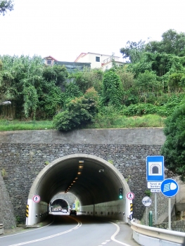 Santana Tunnel western portal. in the back, Rocha do Navio Tunnel western portal