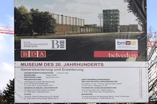 Museum moderner Kunst Stiftung Ludwig Wien, während der Umbau- und Erweiterungsarbeiten