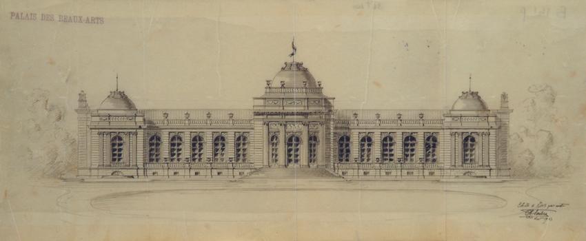Drawing of the Palais des Beaux-Arts in Liège