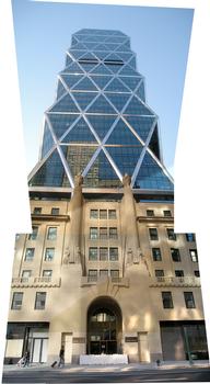 Composite of three photographs to show the full height of the Hearst Tower