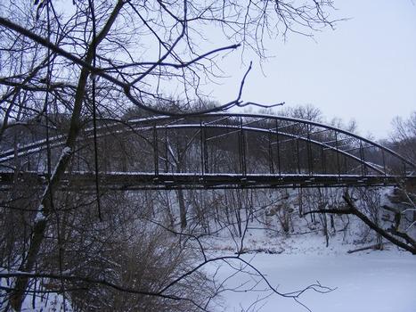Located over the Le Seuer River on Twp. Rd. 190 in Mankato Twp. near Skyline. Built in 1873 by the Wrought Iron Bridge Company of Canton, OH, the 190 ft. long bridge is the longest of its type in the USA and the second longest in the world