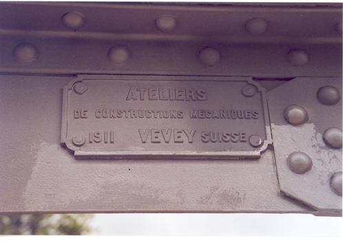 Spans the Arve River near Vessy in Geneva. Built in 1911 by Ateliers in Vevey. Bridge is located over dam