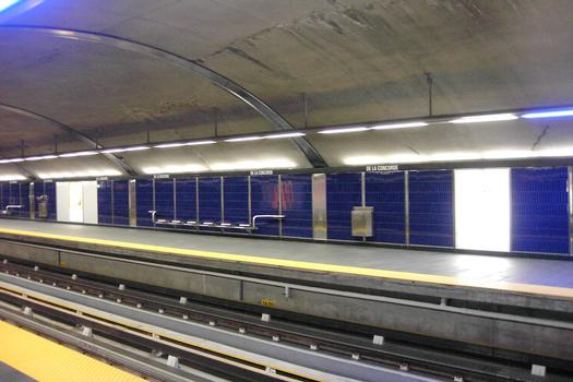 Station De-La-Concorde; Aperçu des couleurs de de la décoration de la partie voutée de la station. 30/31 Ligne Orange, Métro de Montréal sur le territoire de Laval