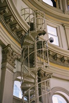 A spiral staircase inside the dome of the State Capitol