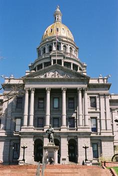 Colorado State Capitol. This is the west entrance, looking up the steps to the capitol