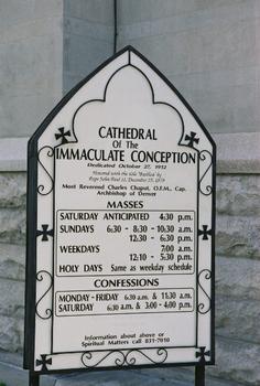 Basilica of the Immaculate Conception. Main signage