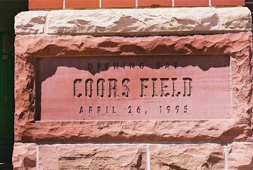 Views of Coors Field. The plaque honoring Opening Day of Coors Field