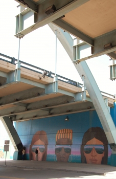 Speer Boulevard Little Raven Street Bridge - Artwork underneath the bridge.
