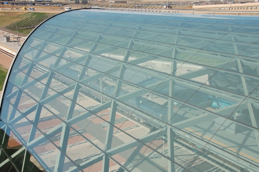 Denver International Airport Commuter Rail Station - Looking through the clear canopy.