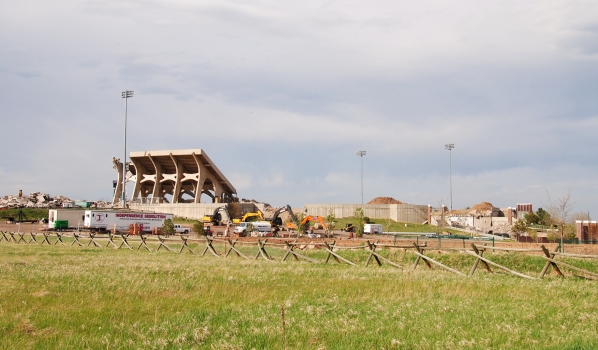 Hughes Stadium under demolition