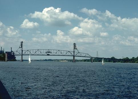 Burlington-Bristol Bridge, from the bank of the Delaware River, in Burlington, NJ