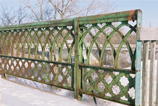 Views of the Old Shakopee Bridge. Closeup of a section of the railing