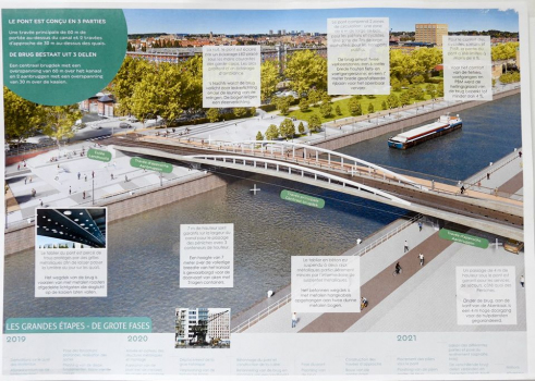 Pont Suzan-Daniel:présentation générale du projet : le pont comporte une travée centrale (avec arcs) et deux travées d'approche. Seule la travée centrale est en cours de construction