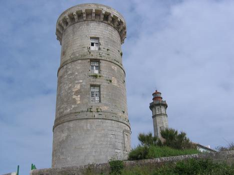 Old 17th century lighthouse, called «Tower of the Whales» at Saint-Clément-des-Baleines, France