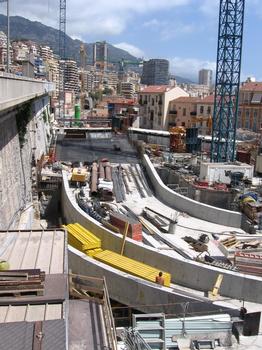 Bau der neuen Prinz-Pierre-Brücke an der Stelle des ehemaligen Bahnhofs von Monaco