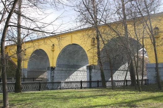 Pont ferroviaire près de l'abbaye de Spaso-Andronikov sur la Yauza, Moscou