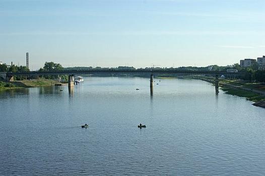 Alexander Nevsky Bridge across Volkhov at Novgorod, Novgorod oblast, Northwestern Federal District, Russia
