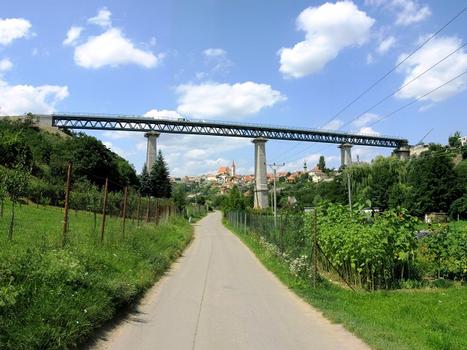 Znojmo railroad viaduct crossing the Dyje river valley