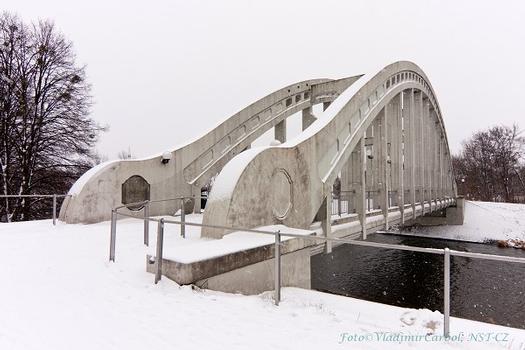 Karviná-Darkov Arch Bridge in the winter time