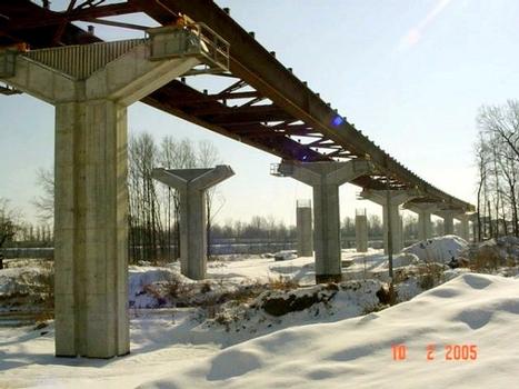 D1 (D47) Motorway Bridge crosses railway lines and Opava River
